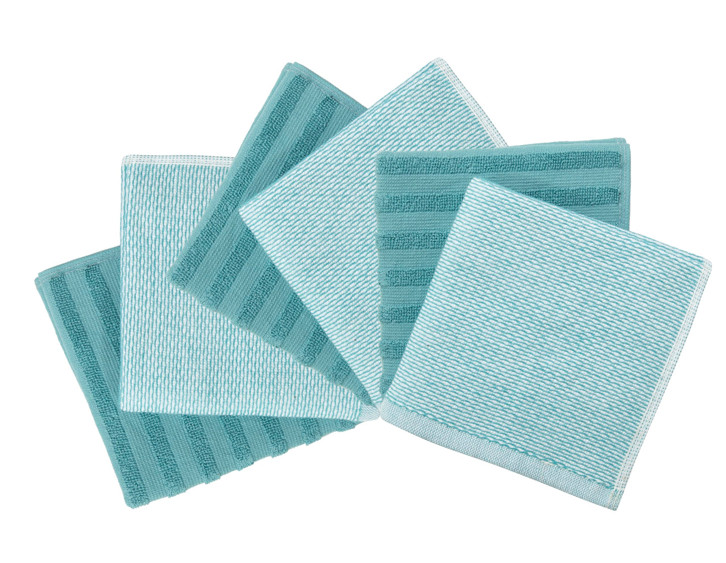 Bumble Premium Dish Cloths 13"x13" (6 Pack) | 100% Natural Ring Spun Cotton | 400 GSM | Highly Absorbent & Soft |Yarn Dyed & Solid Dyed Terry Dish Cloth Set - Aqua