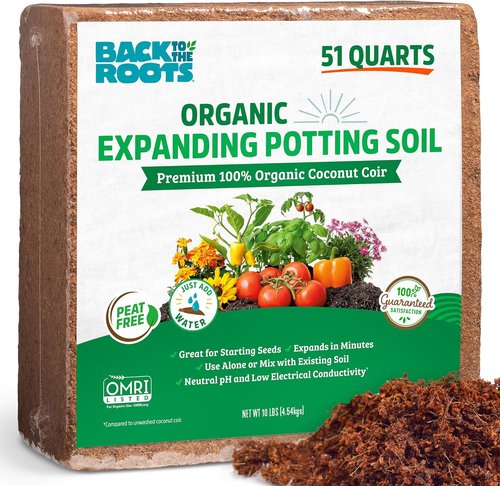 Back to The Roots Organic Coir - 51 Quart Expanding Soil for Seeds & Potting Success