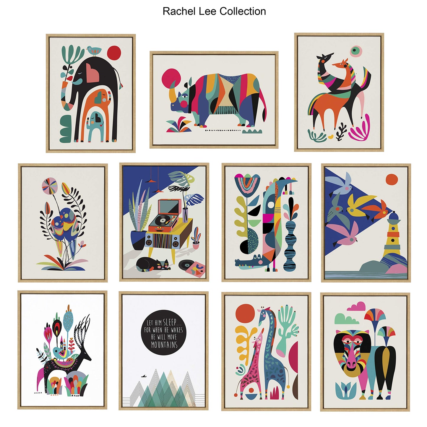 Kate and Laurel Sylvie Giraffe Love Framed Canvas Wall Art by Rachel Lee of My Dream Wall, 18x24 Natural, Adorable Safari Animal Art for Wall