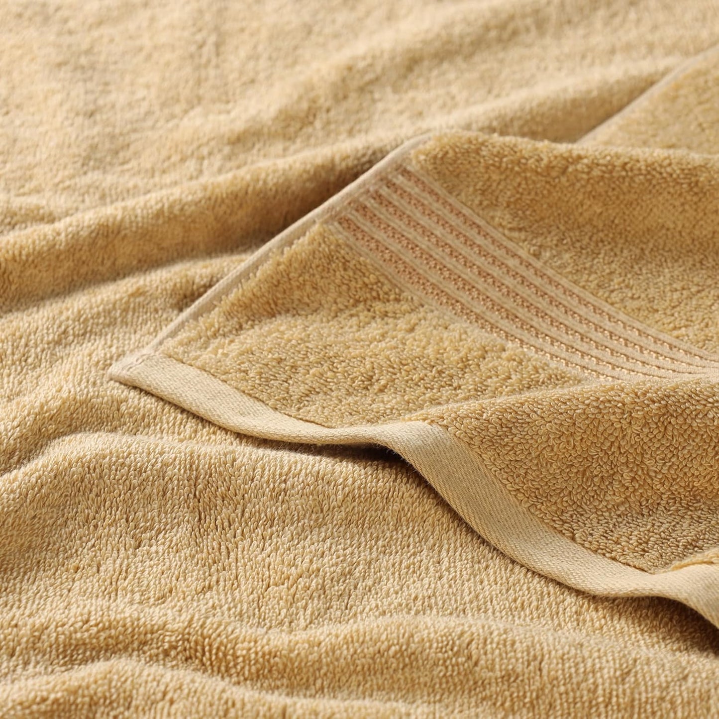 Superior Luxury Cotton Bath Towels - 6 Piece Premium Egyptian Cotton Set in Elegant Gold