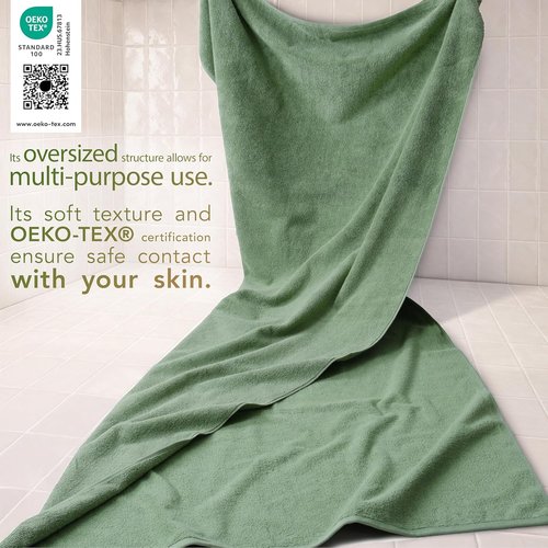 Cotton Paradise 100% Cotton Oversized Bath Sheet - Extra Large Turkish Towel in Sage Green | 40x80 Inches