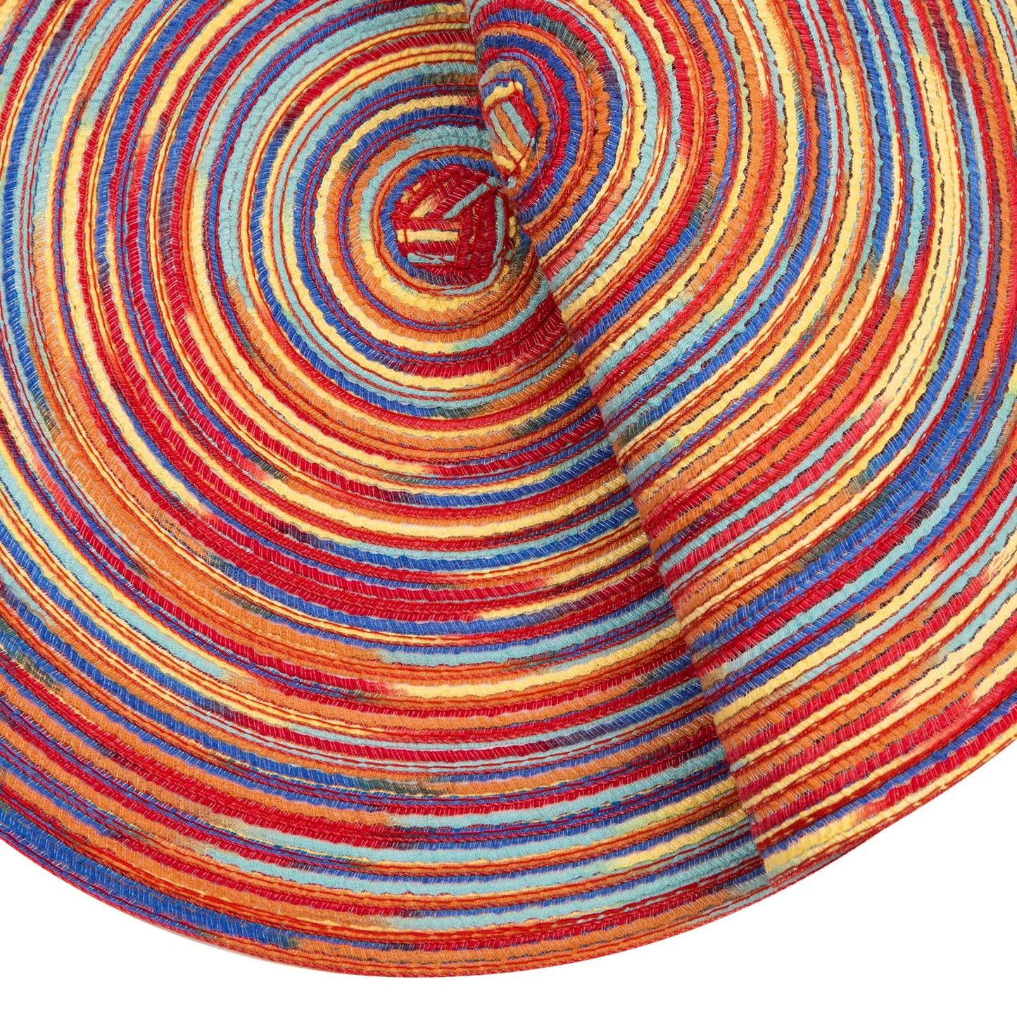 SHACOS Round Braided Placemats Set of 8 Washable 15 inch Round Table Mats Colorful Variegated Woven Place Mats for Dining Table (Rainbow Red, 8)