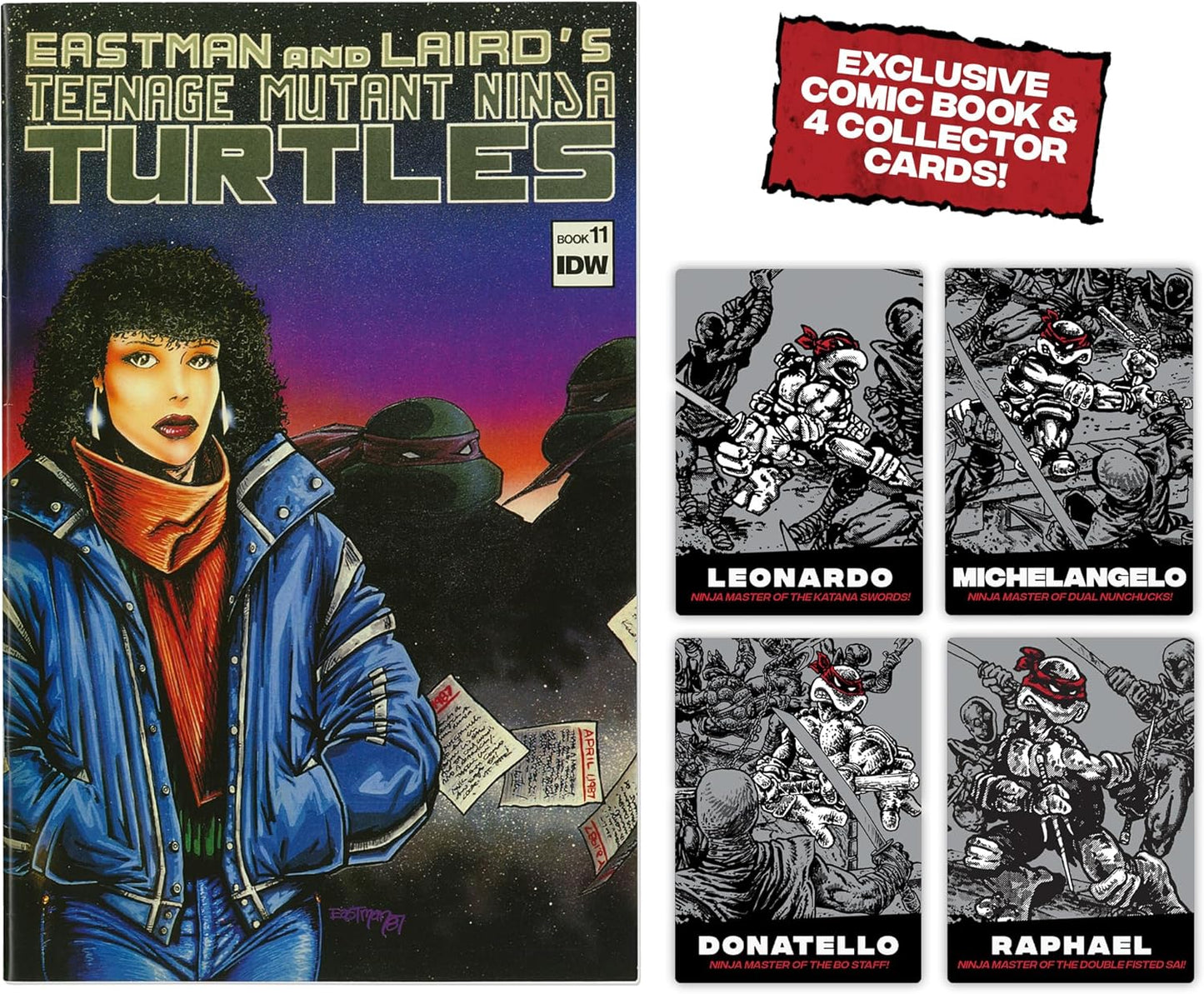 Playmates Toys Teenage Mutant Ninja Turtles Black and White Comic Book Figures | Includes Comic Book