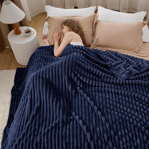 Bedsure GentleSoft Navy Blue Fleece Blanket - Cozy Soft Throw for Couch, 90x90 Inches