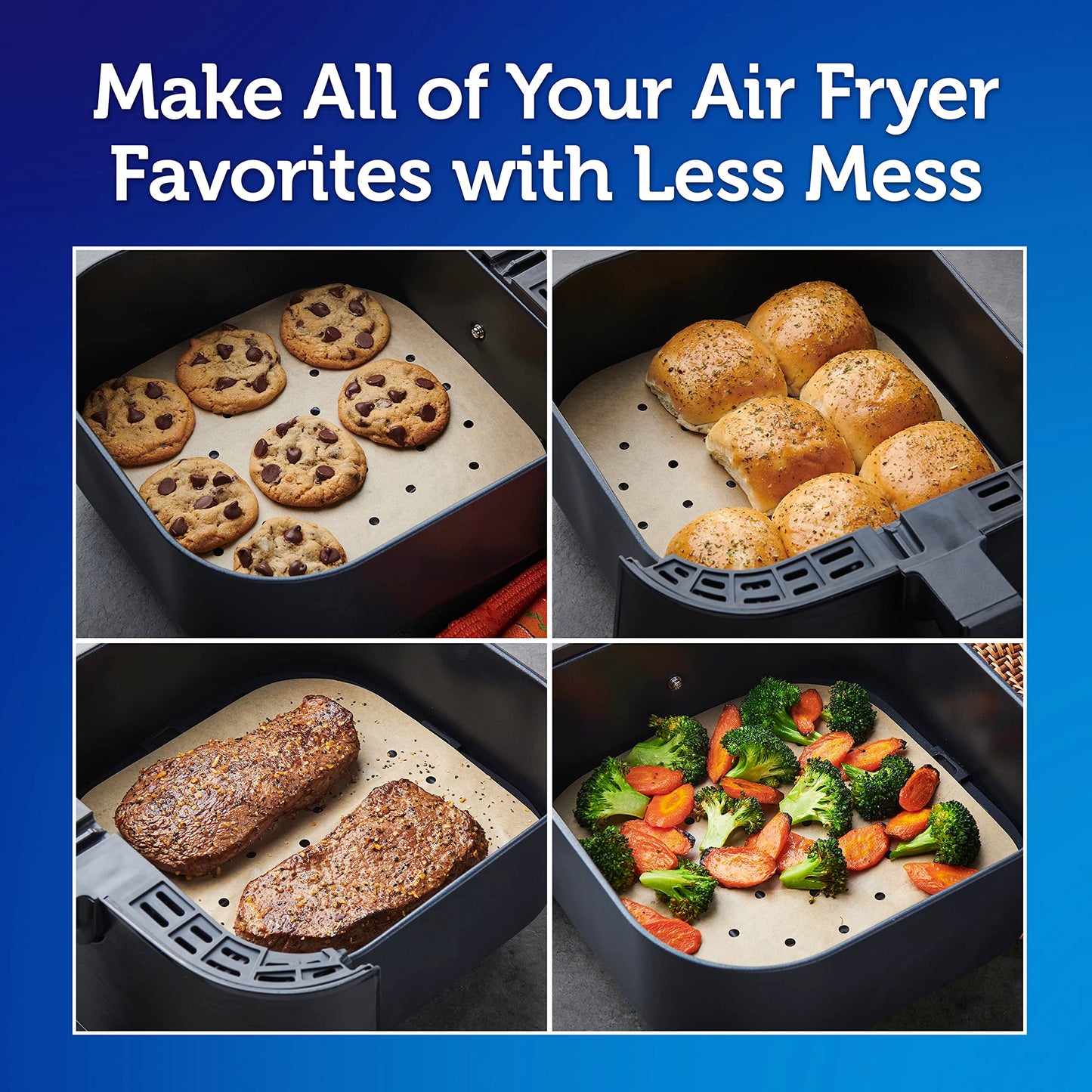 Reynolds Kitchens Air Fryer Liners Disposable, Unbleached Parchment Paper Sheets, 50 Count (Pack of 4)