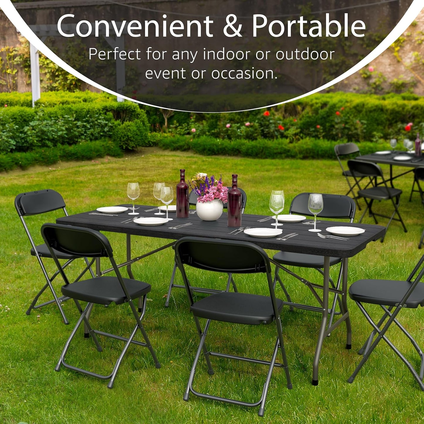 6FT Heavy Duty Folding Table by [Brand Name] - Portable with Built-In Handle & Steel Legs | Ideal for Events, Picnics, and More