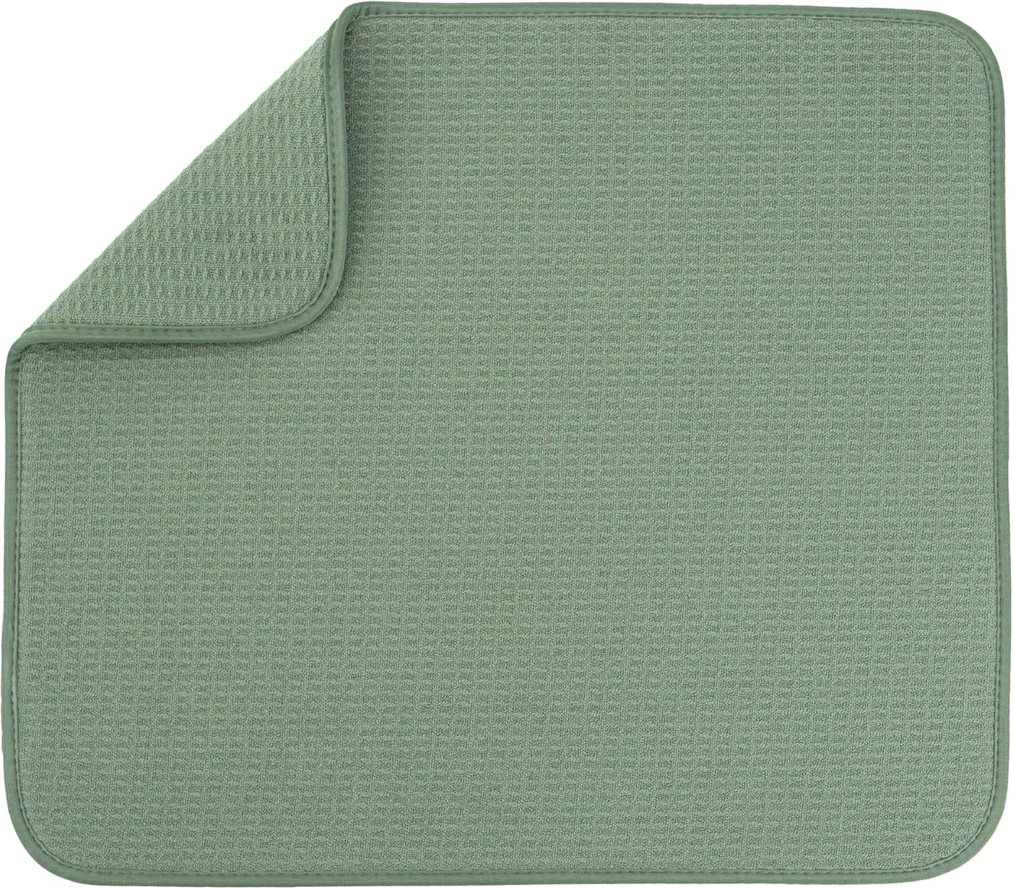 S&T INC. Dish Drying Mat - Absorbent Microfiber Kitchen Counter Pad, 16” x 18”, Large Sage Green
