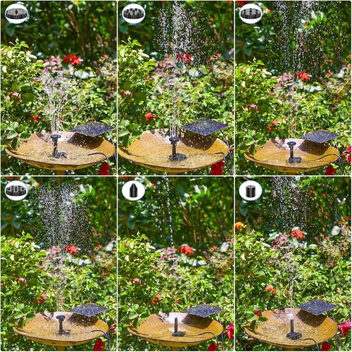 AISITIN Solar Water Pump Kit - DIY Outdoor Fountain Pump with 6 Nozzles for Bird Baths, Ponds & Gardens