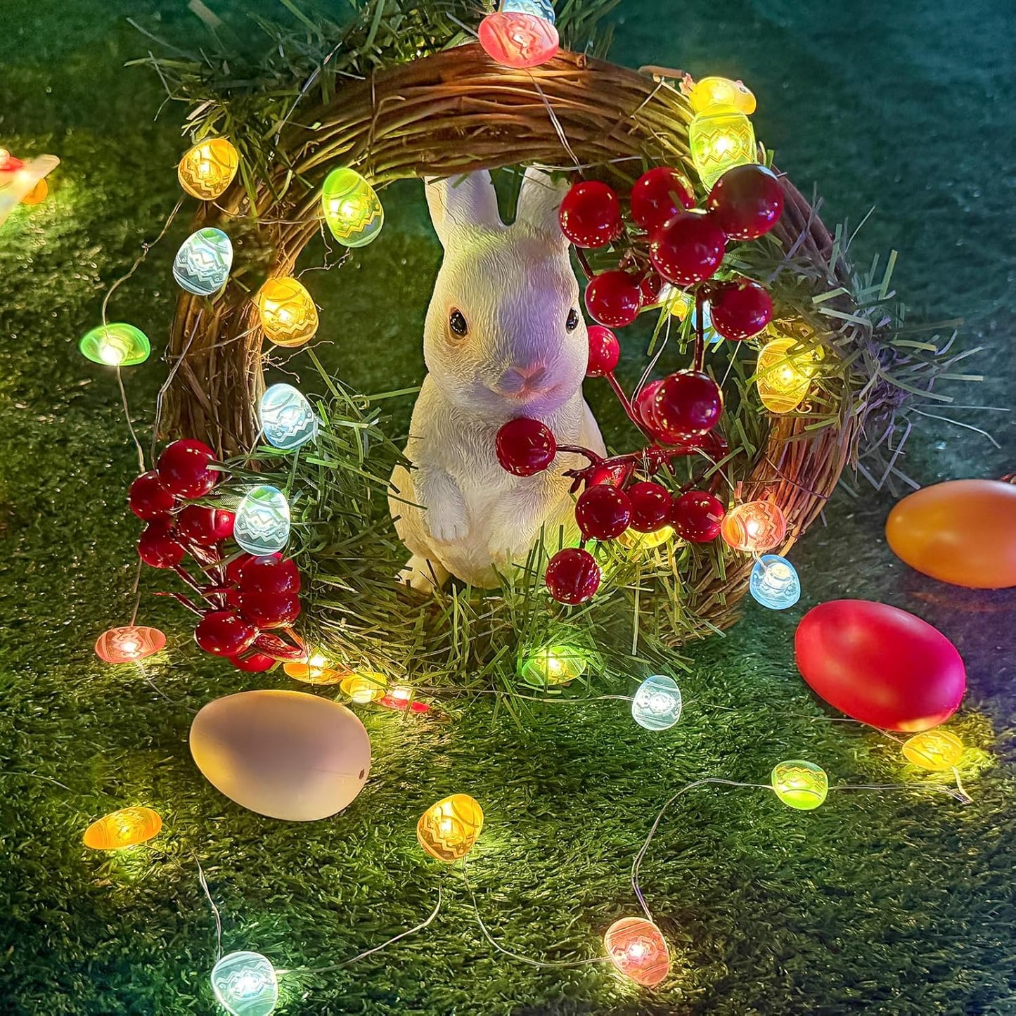 Pastel Fairy Lights by Easter Decorations - Battery Operated String Lights with Remote & Timer | Waterproof Indoor/Outdoor Twinkle Lights for Spring Party Decor