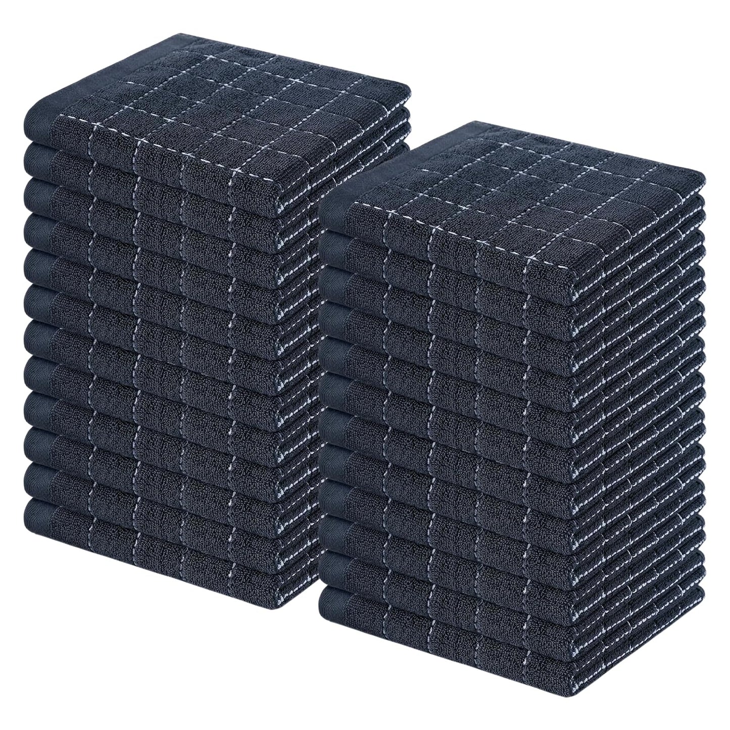 Homaxy 100% Cotton Terry Kitchen Dish Cloths, Ultra Soft and Absorbent Dish Towels for Kitchen, Suitable for Drying and Washing Dishes, 24 Pack, 12 x 12 Inches, Dark Grey