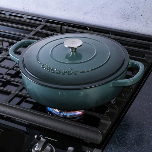 Crock-Pot Enameled Cast Iron Braiser with Lid - 5 Quart Capacity in Slate Gray