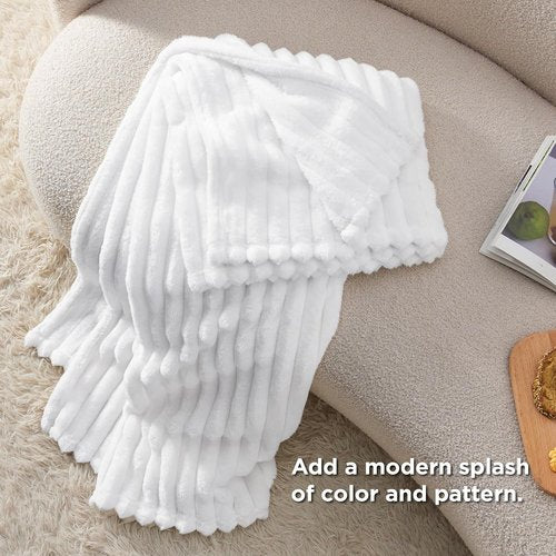Bedsure GentleSoft Twin Fleece Blanket - Cozy Soft Throw for Couch, Bright White, 60x80 Inches
