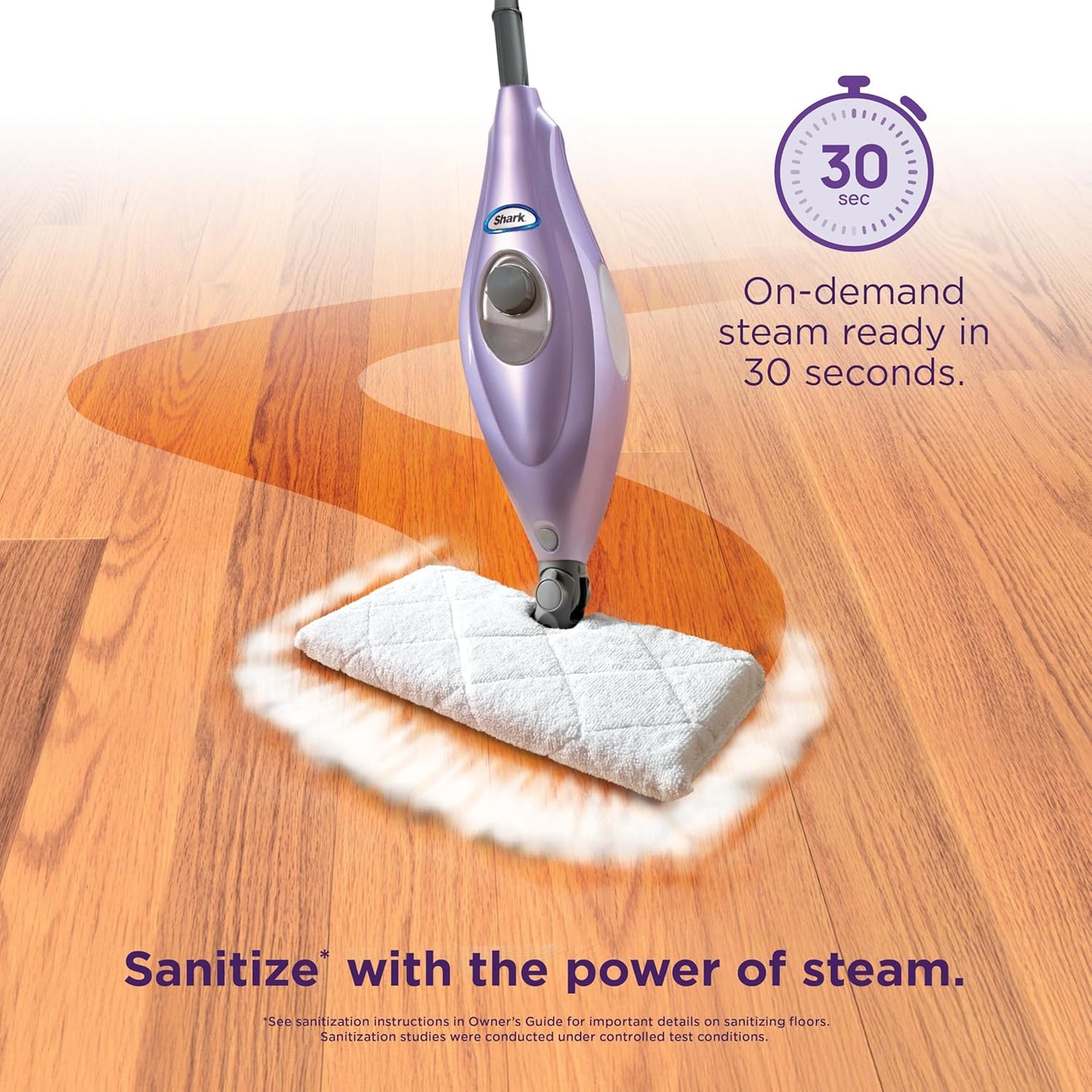 Shark Steam Pocket Mop - Lightweight Steam Cleaner for Sealed Hard Floors | 2 Washable Pads, Purple, S3501
