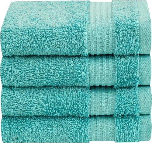 Cotton Paradise 100% Cotton Turkish Washcloth Set - Soft, Absorbent 4-Piece Towels in Turquoise