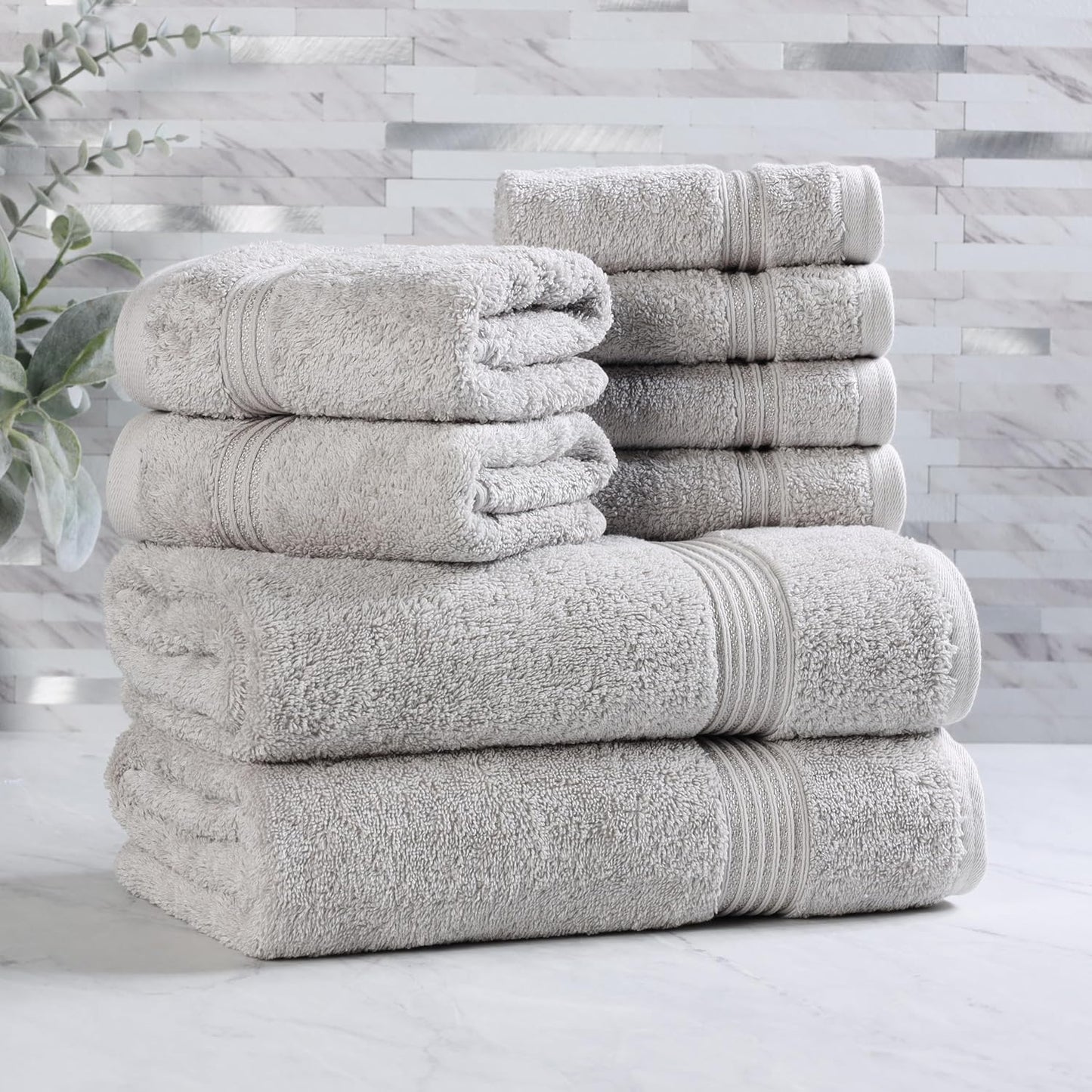 Superior Egyptian Cotton 6-Piece Towel Set, Bathroom Essentials, Towels For Bathroom, Apartment, Airbnb, Guest Bath, Face, Hand, Bath Towels, Washcloths, Absorbent, Fast Drying, Royal Purple