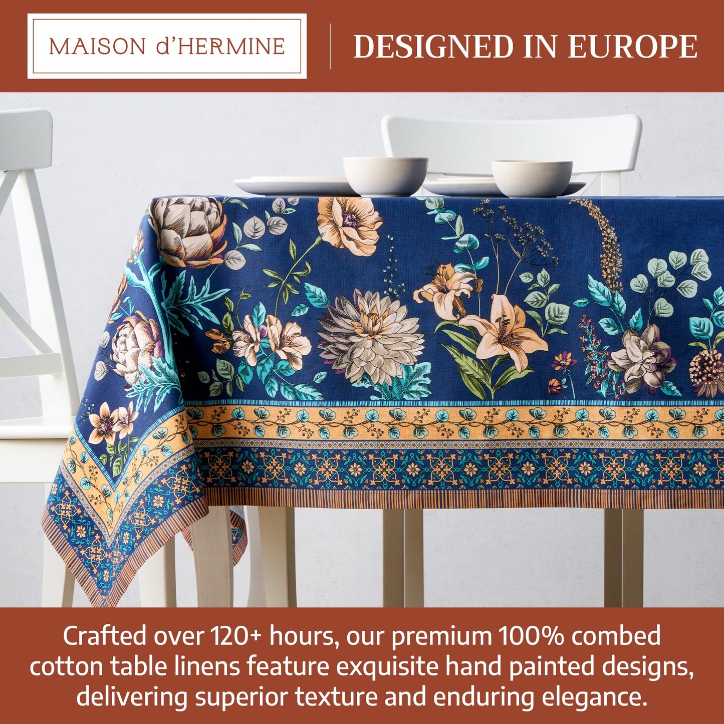 Maison d' Hermine Premium Table Cloth Rectangle Table 100% Combed Cotton 108 x 70 Inches Tablecloth Reusable Decorative for Dining Room, Farmhouse, Home, Party, Festive & Wedding - Artichoke