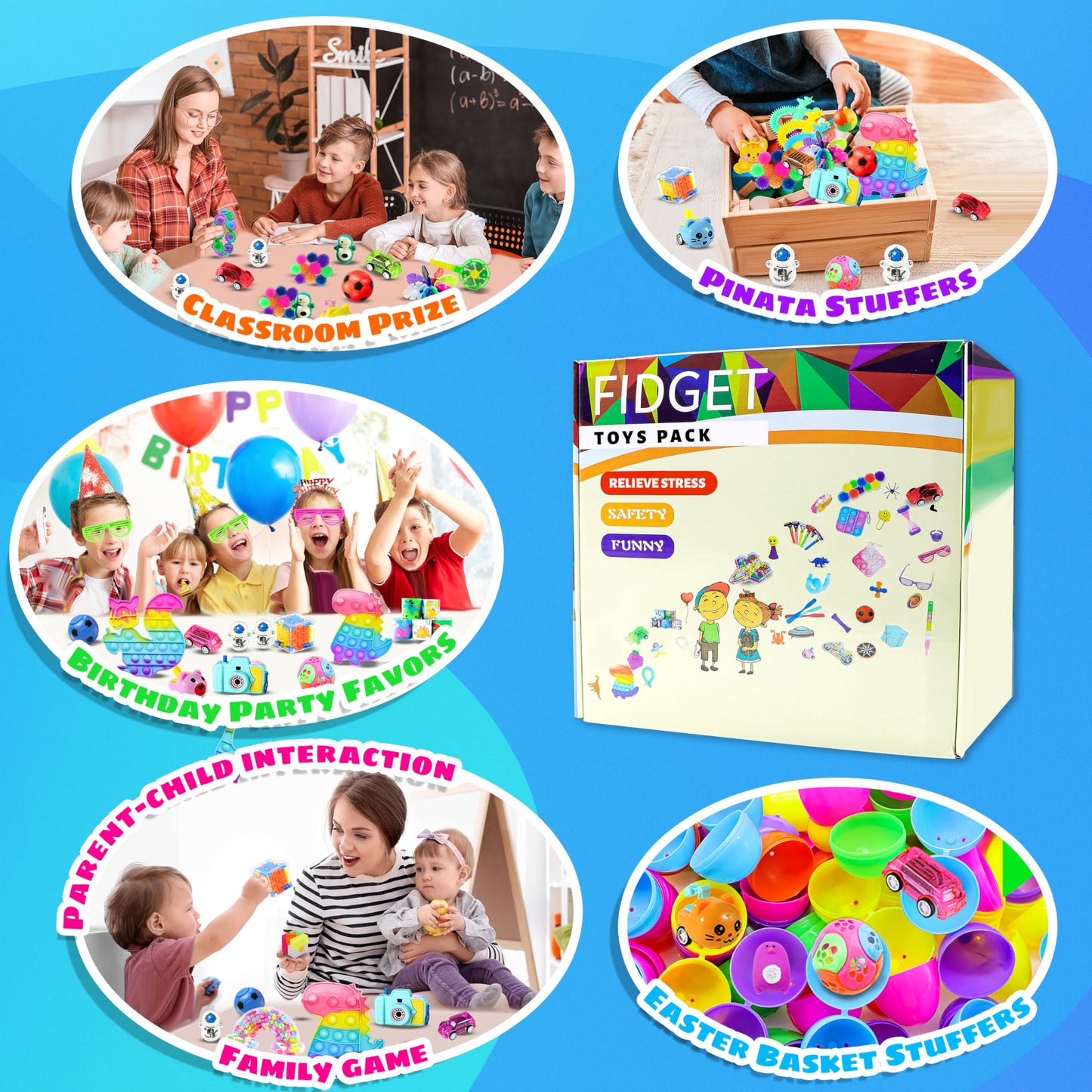 1000pcs Party Favors Goodie Bags for Kids, Fidget Toys Pack, Stocking Pinata Stuffers, Birthday Gifts, Classroom Prize, Treasure Box, Carnival Prizes, Easter Eggs Fillers