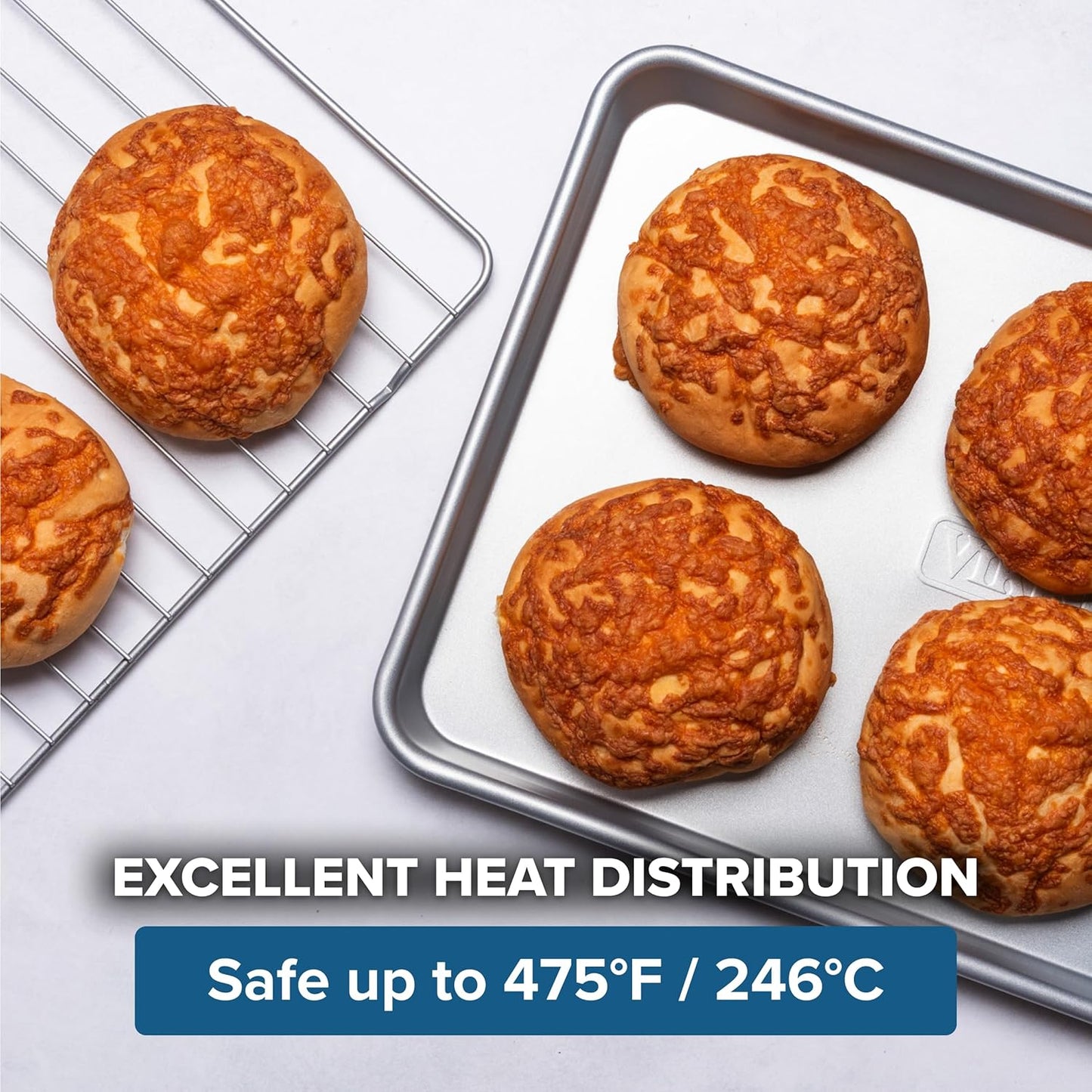 Viking Premium 5-Piece Nonstick Ceramic Baking Pans Set - PFAS-Free Heavy Gauge Bakeware | Oven Safe to 475°F, Silver