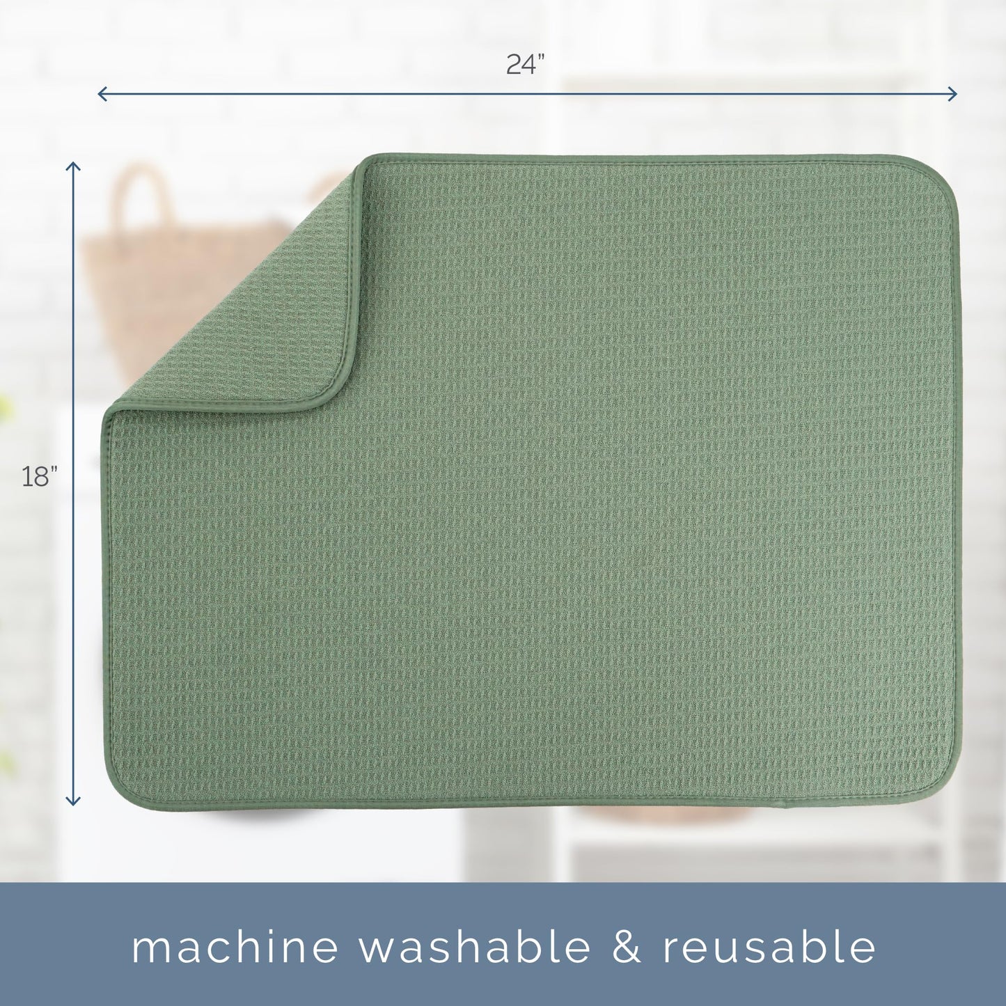 S&T INC. Dish Drying Mat XL, 18” x 24”, Absorbent Microfiber Kitchen Counter Mat, Dish Drying Pad for Dishes, Utensils, Pots and Pans, Extra Large, Sage Green