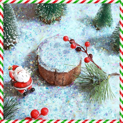 Aoriher Glittering Blue Fake Snow | Sparkling Artificial Snow for Christmas Crafts & Decor (0.55 lb)