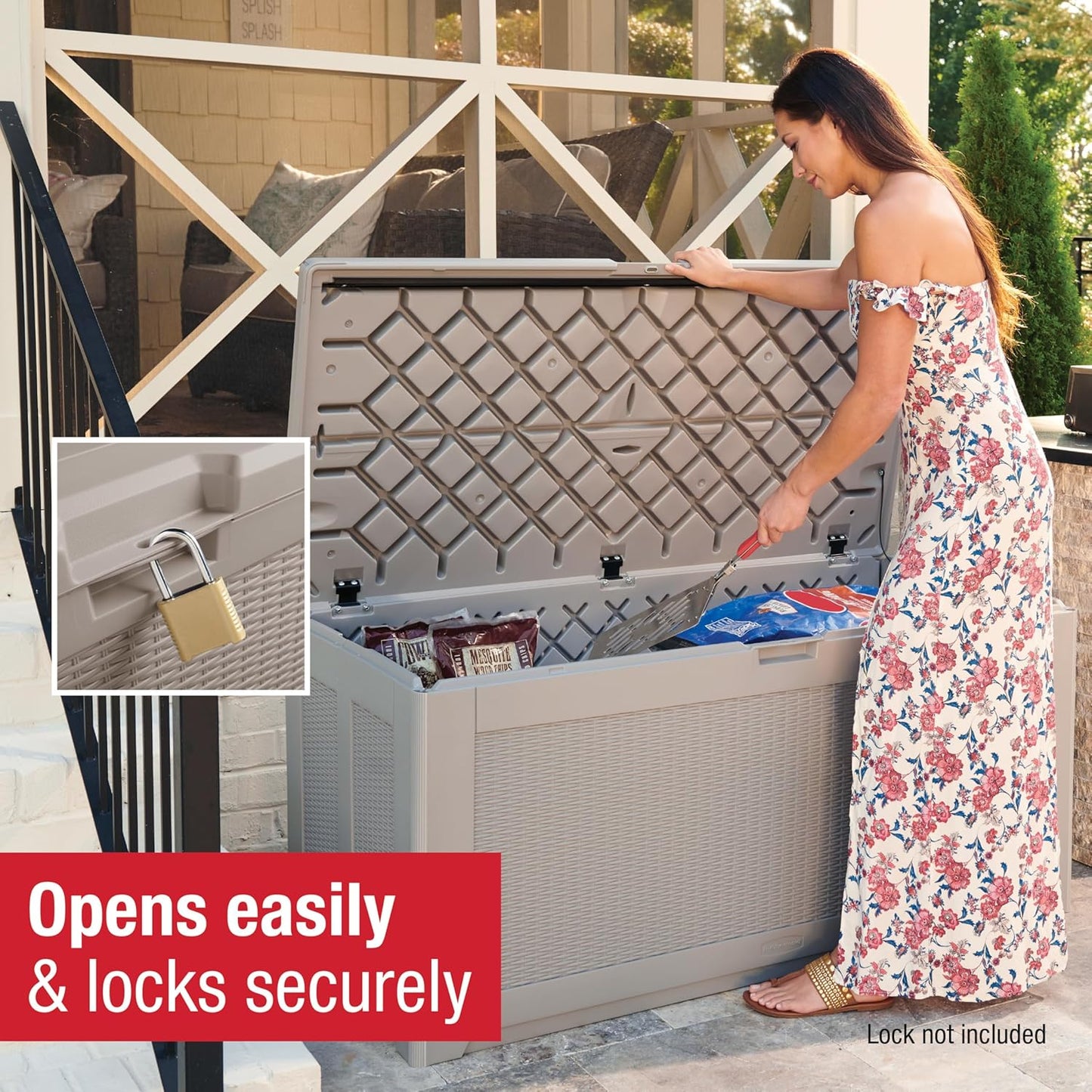 Rubbermaid Extra Large Resin Outdoor Storage Deck Box - 134 Gal, Weather Resistant, Gray | Ideal for Deck Organization and Patio Storage