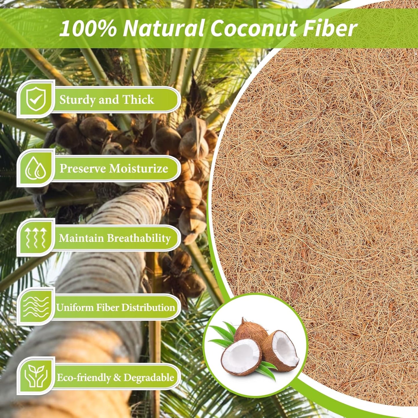 Legigo Natural Coco Liner Roll - 12X40 Inch Coconut Coir Mat for Planters & Garden Decor