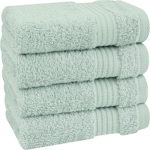 Cotton Paradise 100% Cotton Turkish Washcloth Set - Soft, Absorbent 4-Piece Mint Towels