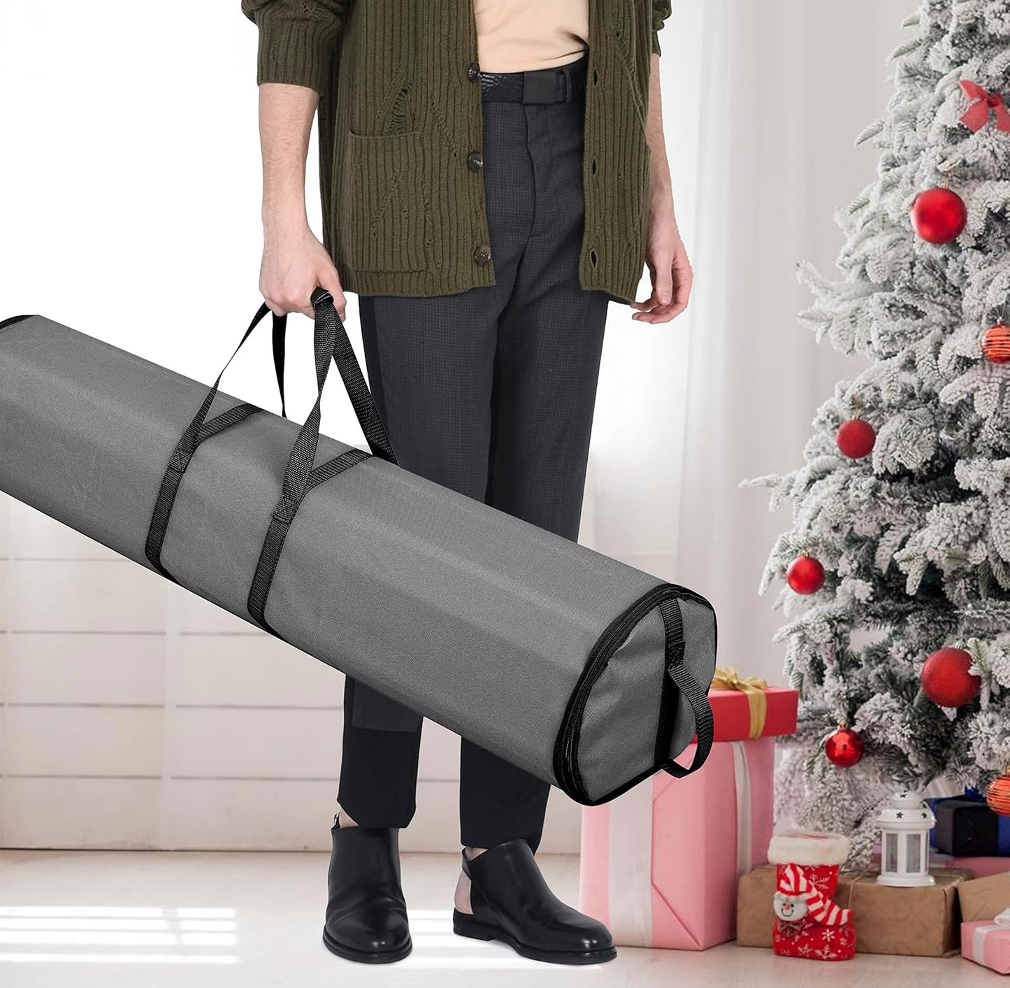 ProPik Wrapping Paper Storage Bag - Heavy-Duty Gift Wrap Organizer | Holds 48 Rolls, 40" Long | Gray