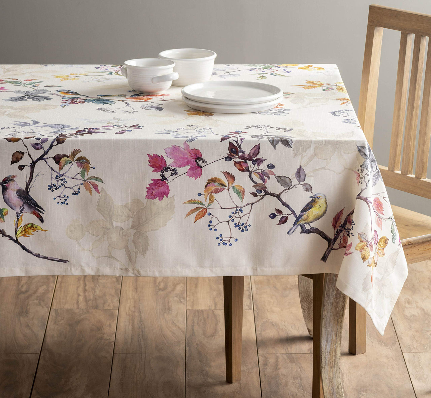 Maison d' Hermine Table Cloth Rectangle Table 100% Cotton 54 x 72 Inches Fall Tablecloth Reusable Everyday Use for Thanksgiving Christmas Decorations Dining Farmhouse Party (Equinoxe - Beige)