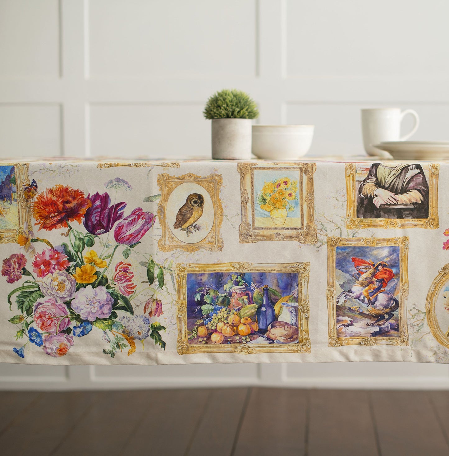 Maison d' Hermine Table Cloth Rectangle Table 100% Cotton 54 x 72 Inches Tablecloth Reusable Decorative for Dining Kitchen Room Farmhouse Home Gifts for Mothers Day Spring Summer - Masterpiece