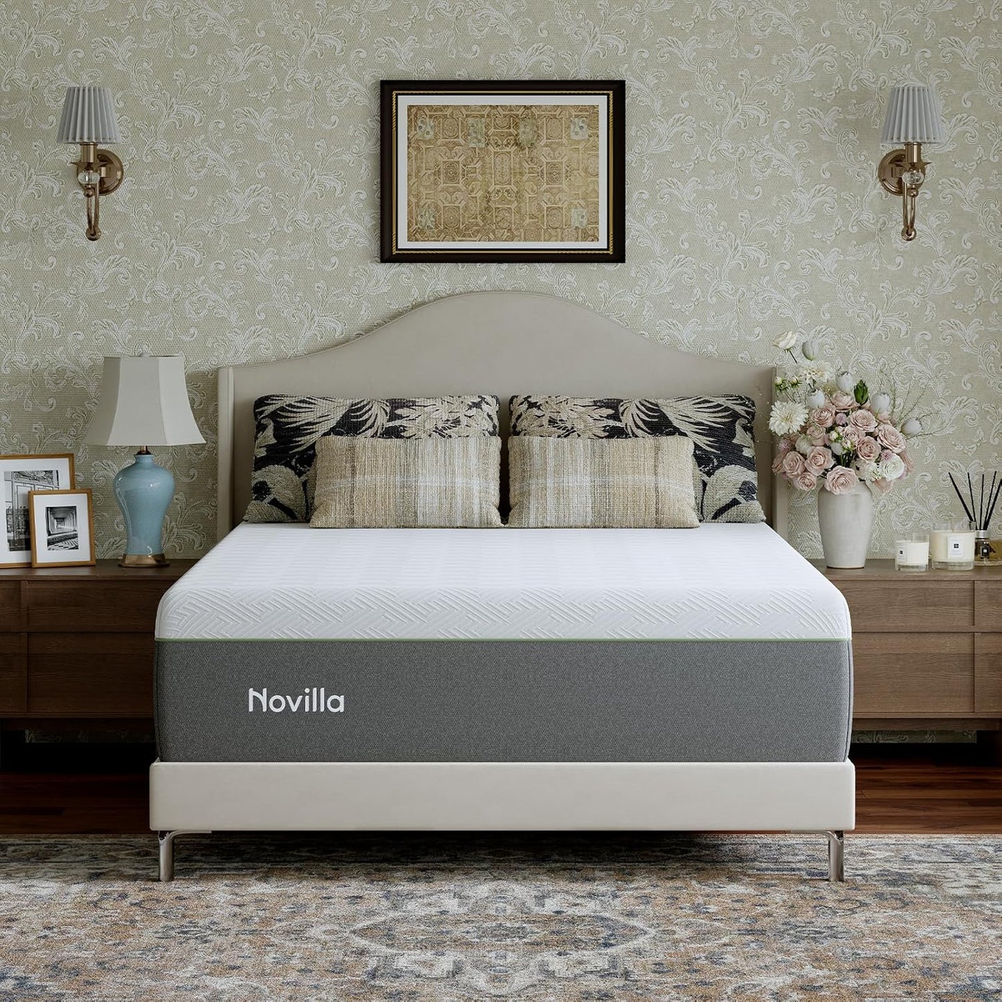 Novilla Bliss Green Tea Full Mattress - 12 Inch Gel Memory Foam for Hot Sleepers | Cool Comfort & Pain Relief