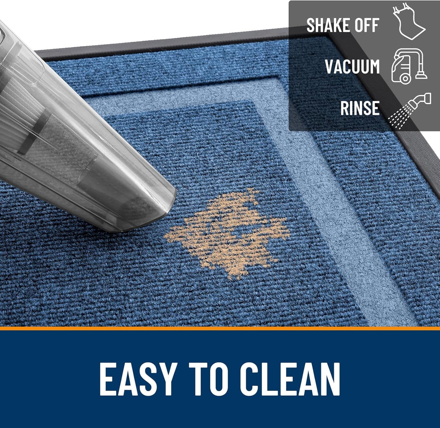 OLANLY Indoor Outdoor Front Door Mat - Waterproof All-Weather Doormat, Easy Clean, 47x17, Light Blue
