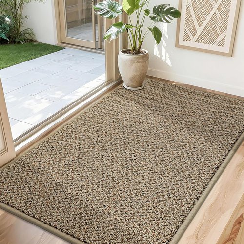 COSY HOMEER Door Mat - Non-Slip Absorbent Entryway Rug | 32"x48" Taupe Washable Dirt Trapper Mat