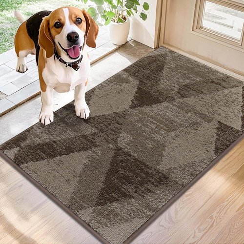 COSY HOMEER Entryway Rugs - Non-Slip, Absorbent Polyester Doormat | 20"x32" for High Traffic Areas, Brown