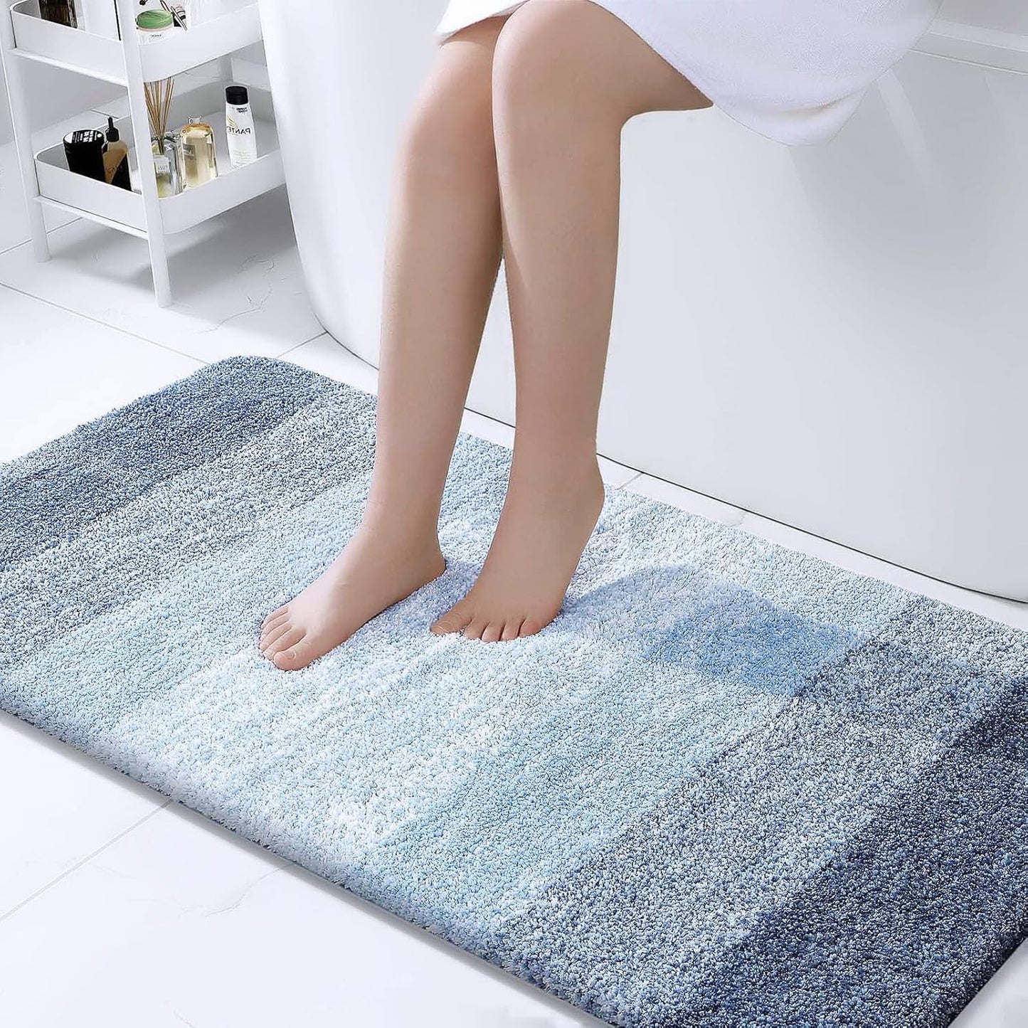 OLANLY Bathroom Runner Rug - Extra Soft Microfiber, Quick Dry, Machine Washable | 44x24, Blue