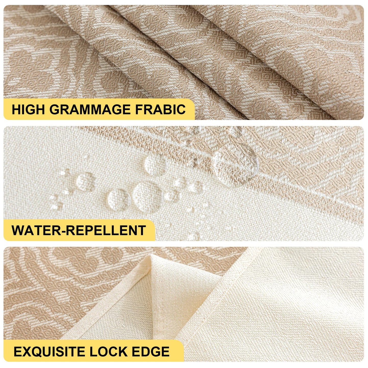 UWWGKK Nordic Beige Rectangular Tablecloth, Premium Drape, Water & Stain Resistant, Elegant Rectangle Table Cover for Dining, Kitchen, Party, Home Decor