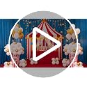 Carnival Party Decorations Set - Red White Circus Tent Backdrop & Balloons