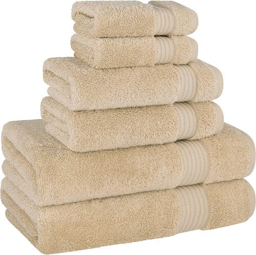 Cotton Paradise 6-Piece Towel Set - 100% Soft Absorbent Turkish Towels | Beige Bath Towels, Hand Towels & Washcloths