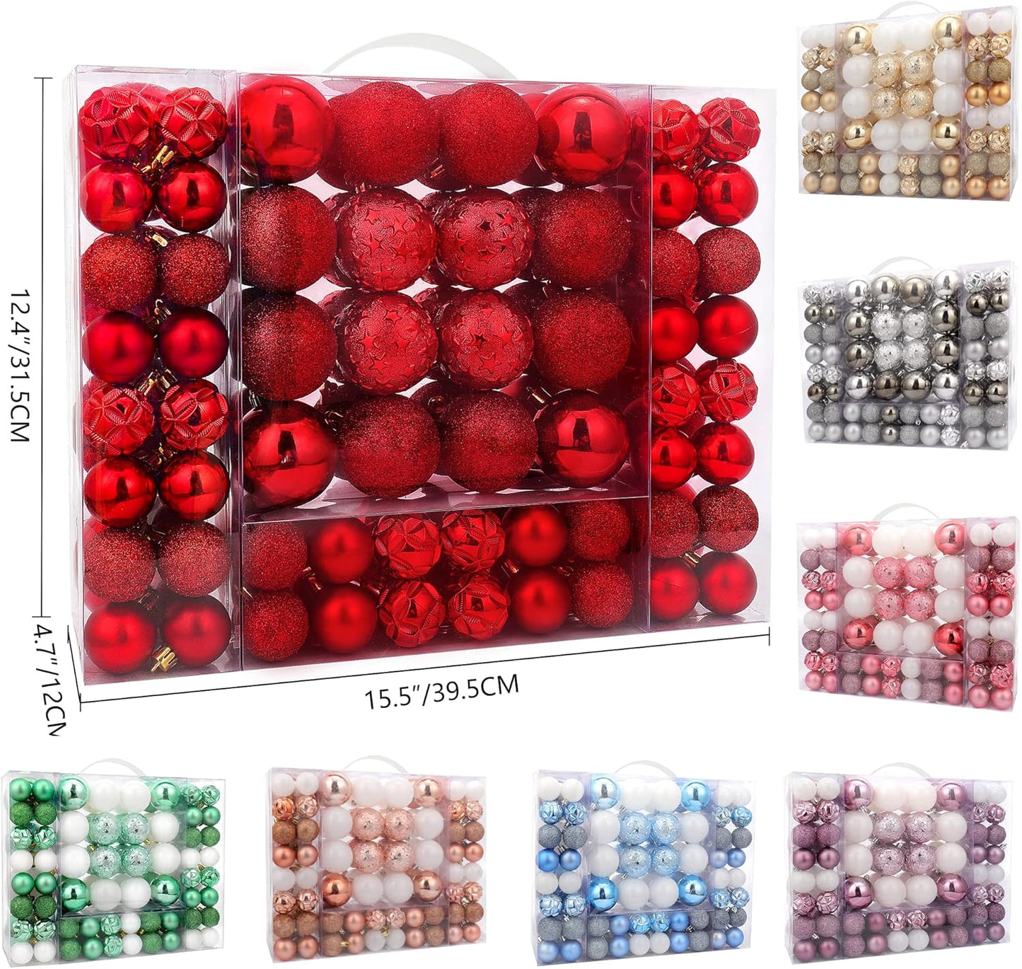87ct Christmas Ball Ornaments Set Shatterproof Seasonal Hanging Decorations with Reusable Hand-held Gift Package for Xmas Tree Holiday Party and Home Decor, Gold