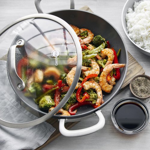 GreenPan Healthy Ceramic Nonstick 12" Everyday Frying Pan with 2 Handles and Lid, PFAS-Free, Multi Clad, Induction, Dishwasher Safe, Oven Safe, Black