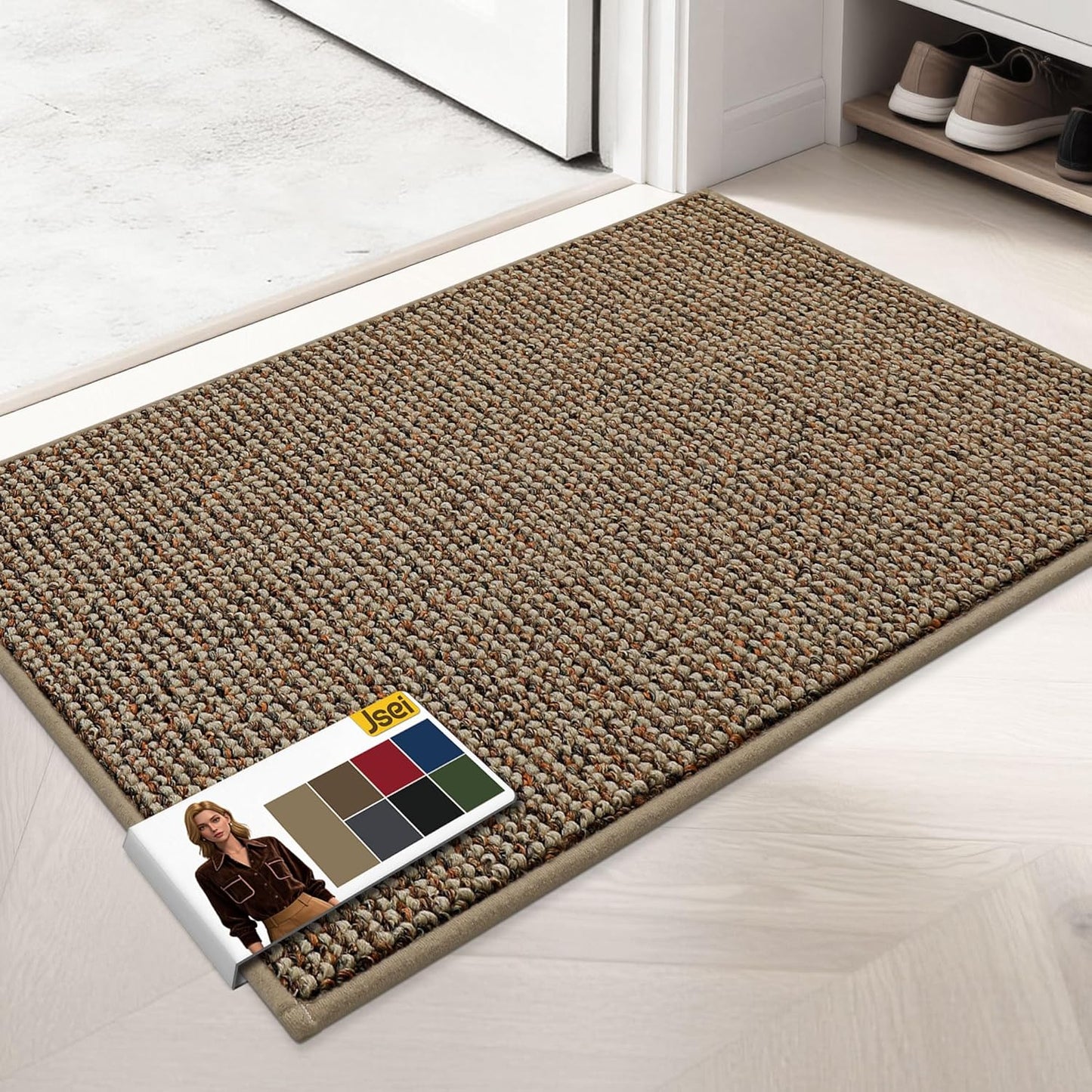 JSEI Dirt Trapper Door Mat - Non-Slip Washable Entrance Mat | Absorbent & Fade-Resistant, 20"x32", Taupe