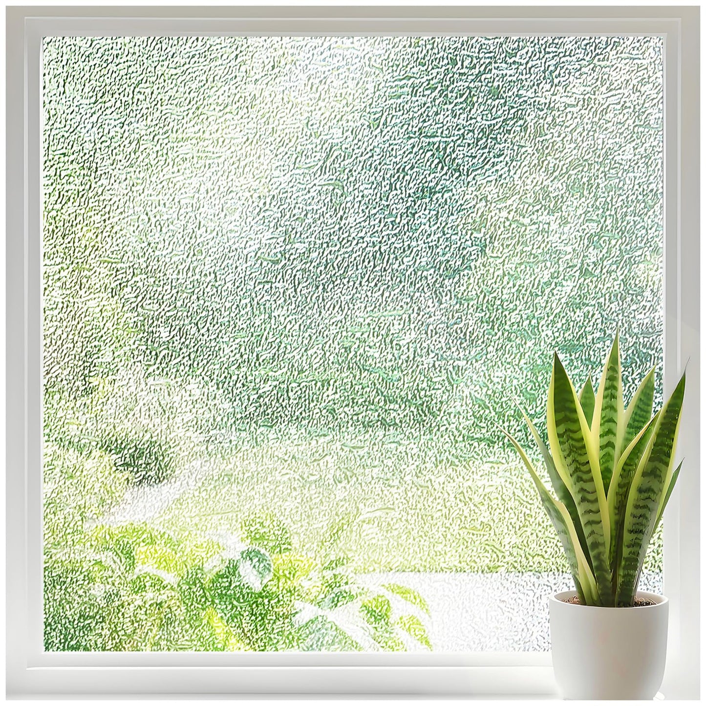Borskyn Frosted Glass Window Privacy Film with Ice Vein Texture, Static Cling UV Blocking Removable Covering, Decorative Frosting Film for Home Office Bedroom Door, Clear, 23.6 x 157.4 Inches