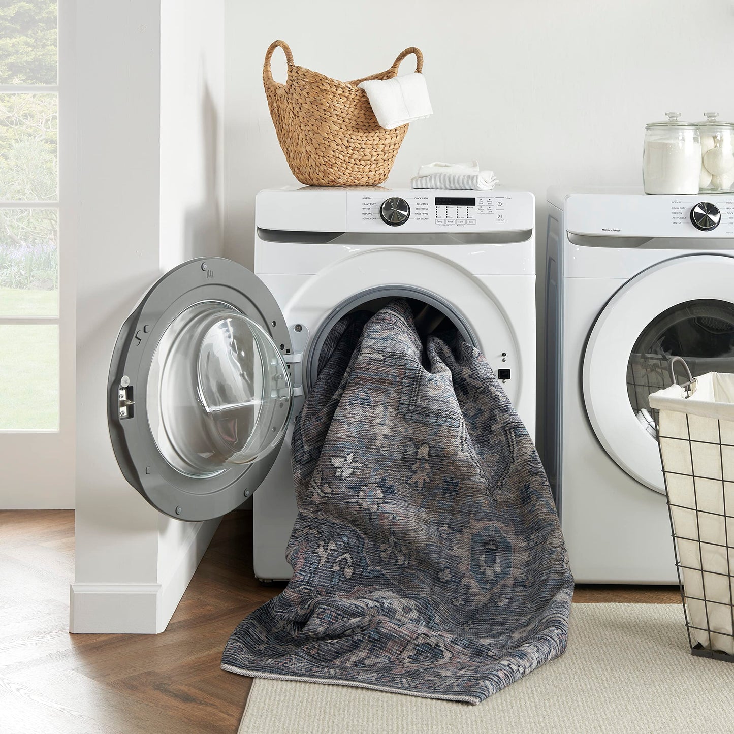 Nicole Curtis Machine Washable Series 1 Bohemian Light Blue Multi 2'2" x 8' Area -Rug, Easy Clean, Non Shedding, Bed Room, Living Room, Dining Room, Kitchen (2x8)