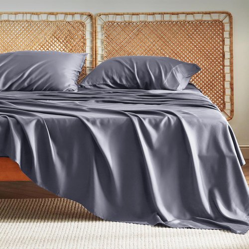 Bedsure Cooling California King Sheet Set - Breathable Rayon from Bamboo, Deep Pocket, Dark Grey