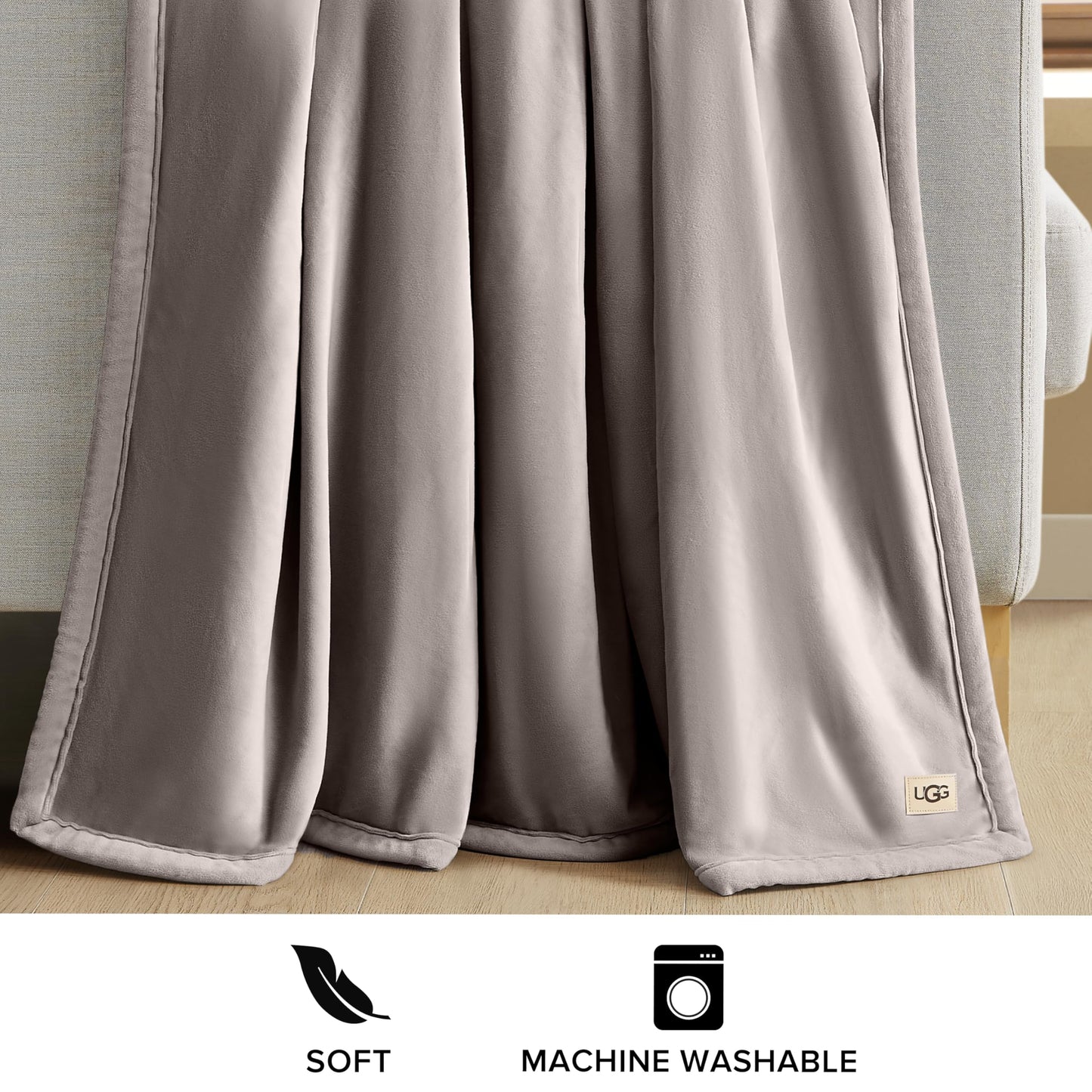 UGG Bliss Throw Blanket Plush Soft Fleece Fluffy Blankets for Bed or Couch Oversized Warm Reversible Machine Washable Medium Weight Home Decor Giftable Throw, 50-inch x 70-inch, Oyster Brown