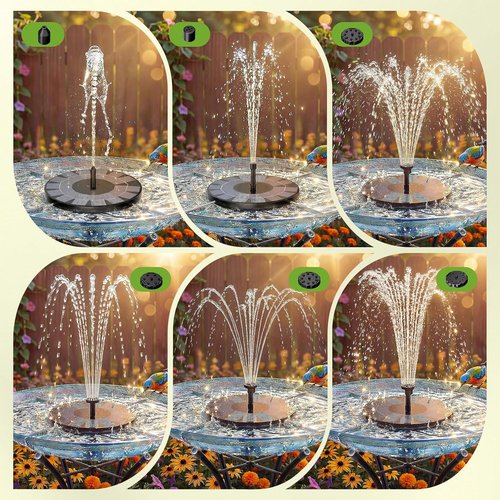 AISITIN Solar Bird Bath Fountain Pump - 2.5W Solar Powered with 6 Nozzles | Ideal for Gardens, Ponds, and Aquariums