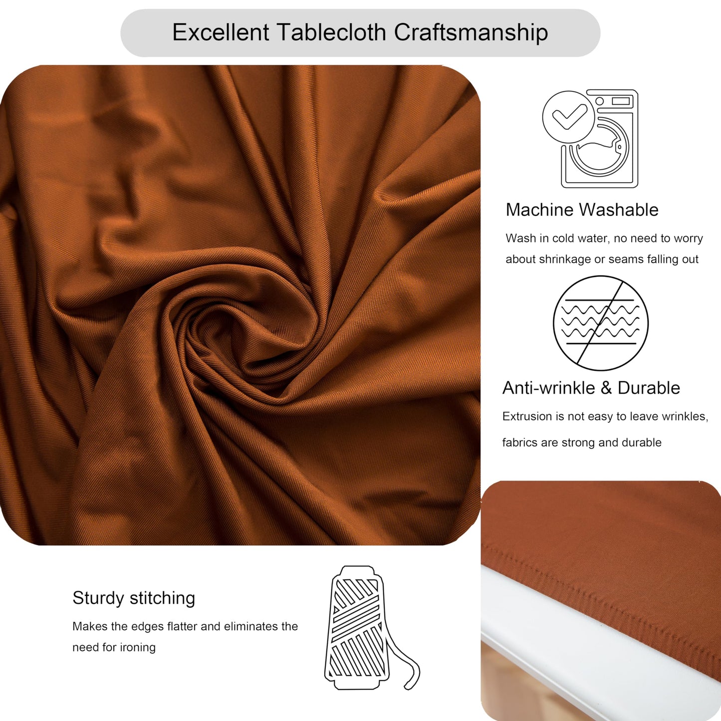 Viiamacki Round Spandex 48 Inch Fitted Tablecloth, Elastic Picnic Folding Table Cloth, Stretchy Patio Table Cover Wipeable Tablecloths Cloths Covers for Camping Outdoor Indoor Party Coffee
