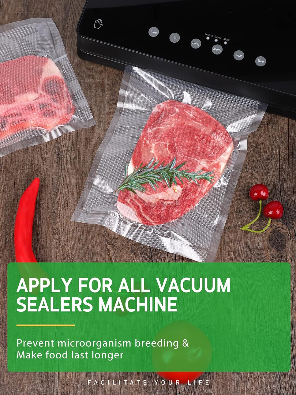Syntus Vacuum Sealer Bags - 8 Pack of Commercial Grade BPA-Free Rolls | 11" x 20' & 8" x 20' for Food Storage