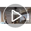 BAYSQUIRREL Downrod Mount Black Retractable Ceiling Fan with Lights & App Control