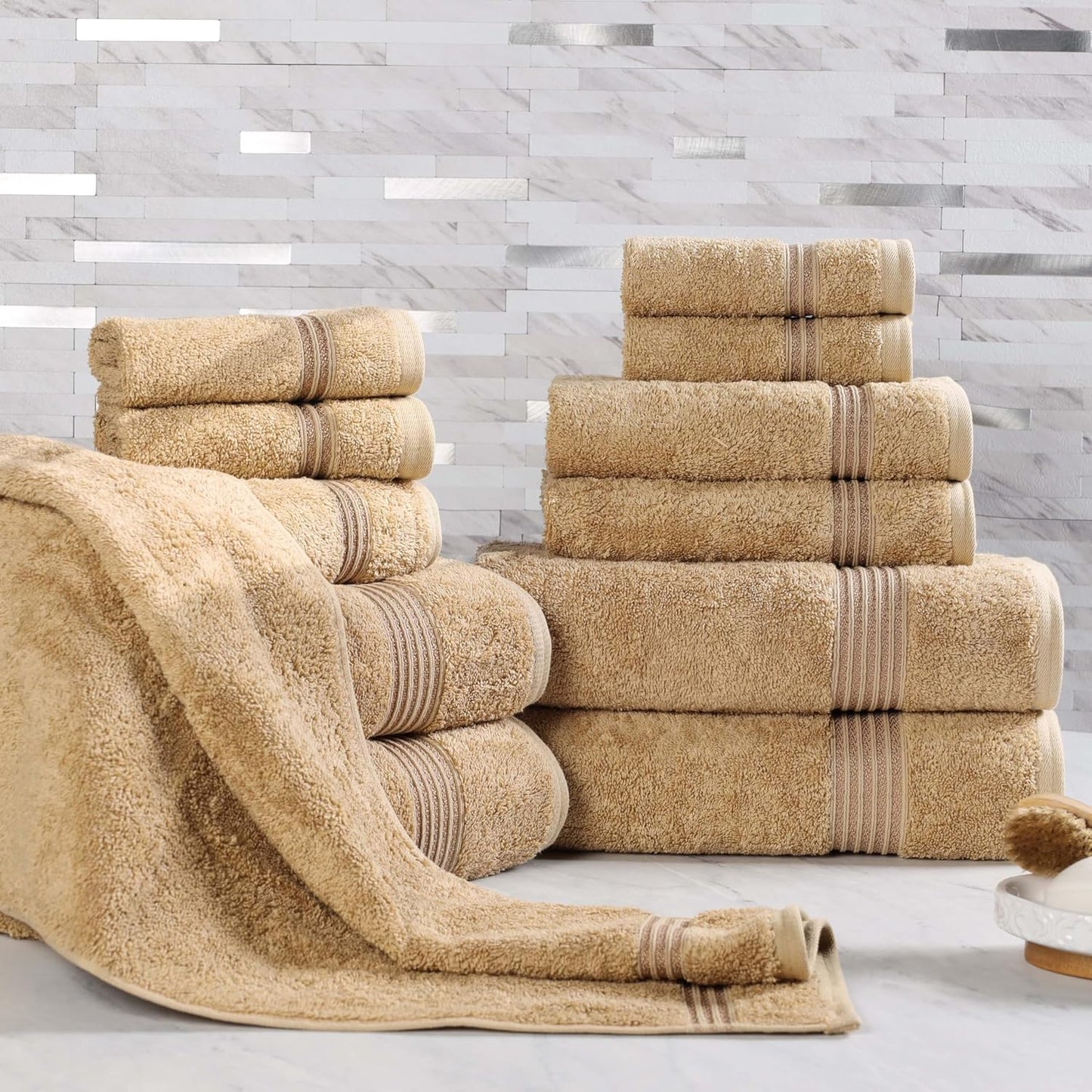 Superior Egyptian Cotton 6-Piece Towel Set, Bathroom Essentials, Towels For Bathroom, Apartment, Airbnb, Guest Bath, Face, Hand, Bath Towels, Washcloths, Absorbent, Fast Drying, Royal Purple